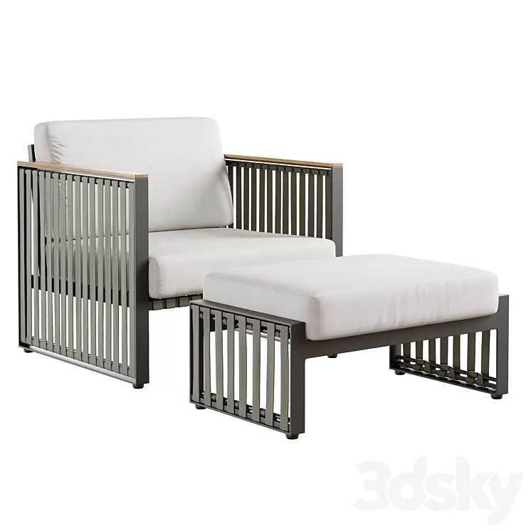 Outdoor garden wicker woven chair skyline design horizon armchair 3D Model