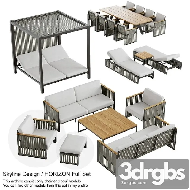 Outdoor Garden Wicker Woven Dining Set 3D Model Free