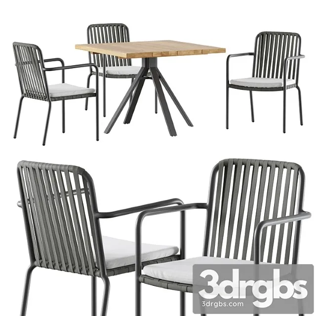 Outdoor Garden Wicker Woven Dining Set Skyline Design Trinity 3D Model Free