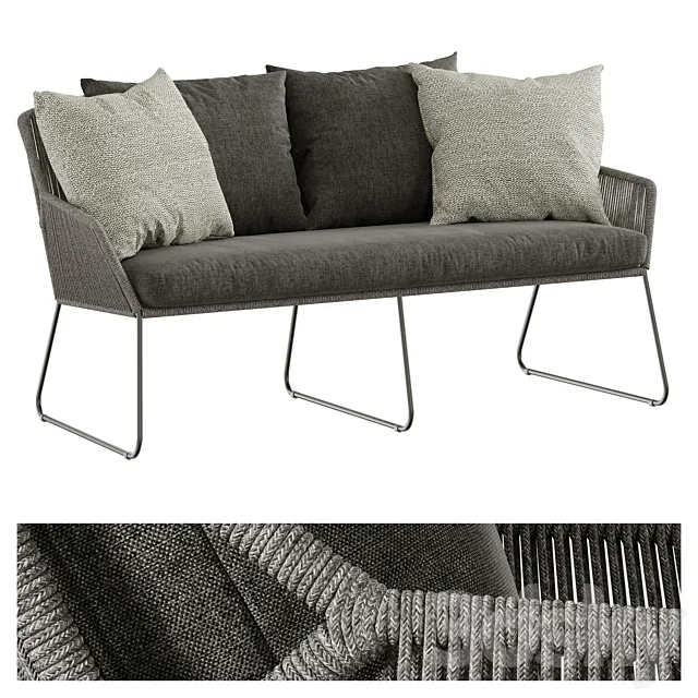 Outdoor garden wicker woven lounge sofa 4so accor 3D Model