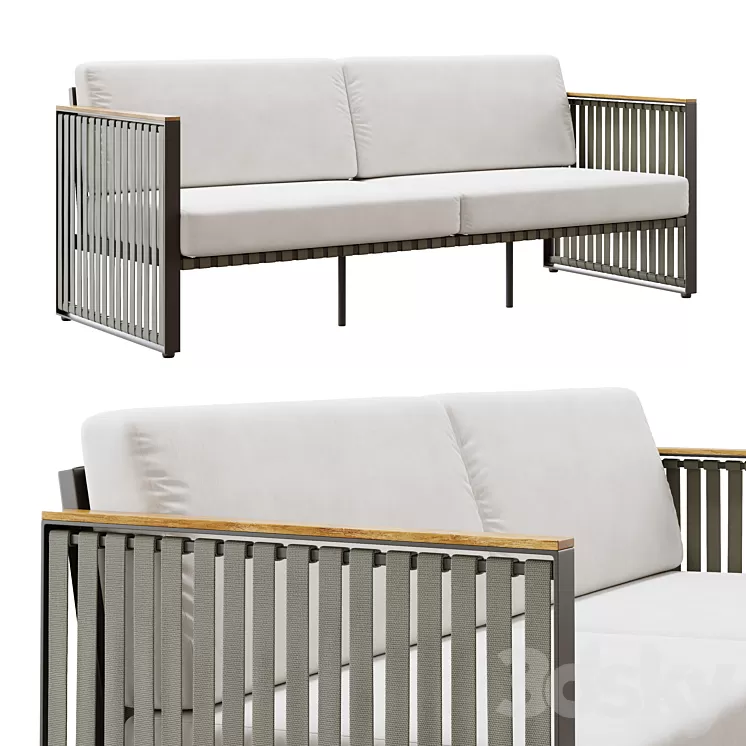 Outdoor garden wicker woven sofa Skyline design Horizon 3D Model