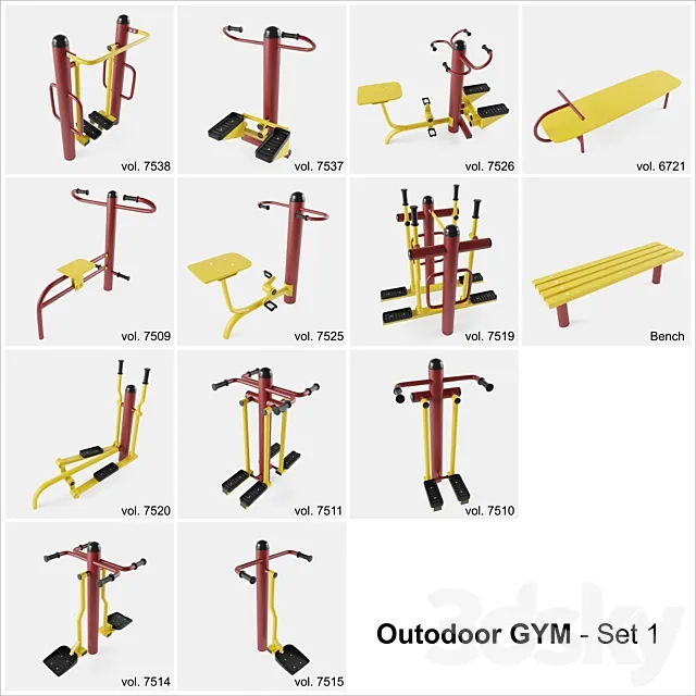 Outdoor Gym Set 1 3D Model