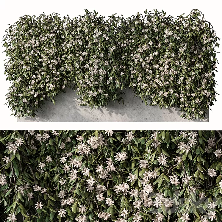 Outdoor Hanging Plants with White Flower - Set 390 3D Model Free