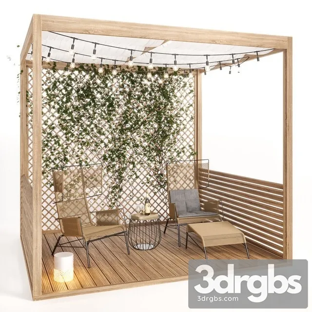 Outdoor Pavilions Chair Set 3D Model Free