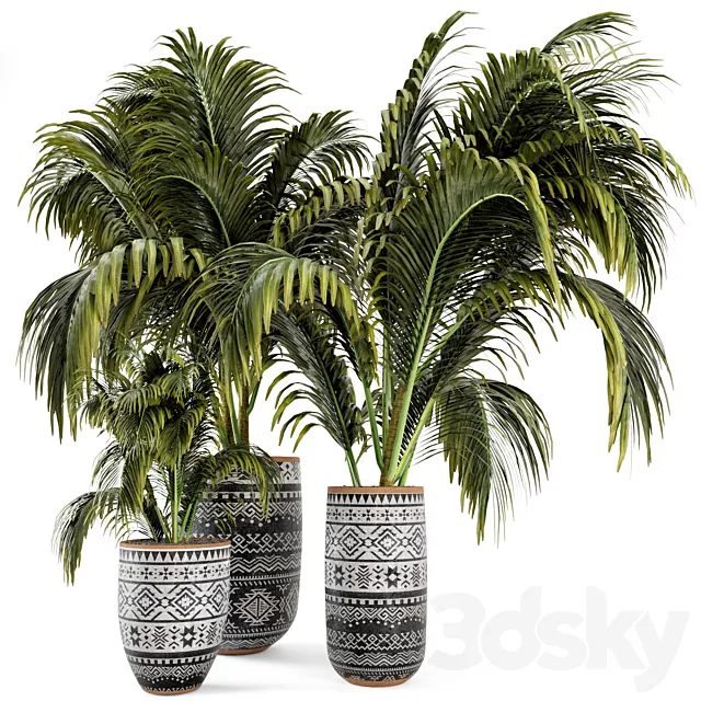 Outdoor Plants bush and Tree in rusty Cly Pot - Set 70 3DModel