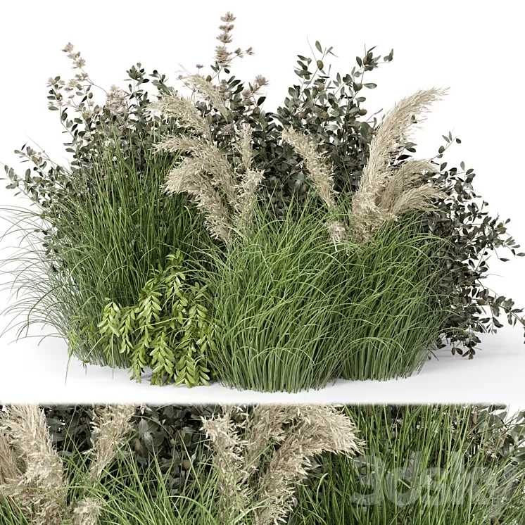 Outdoor Plants Bush-Bush Set 724 3D Model