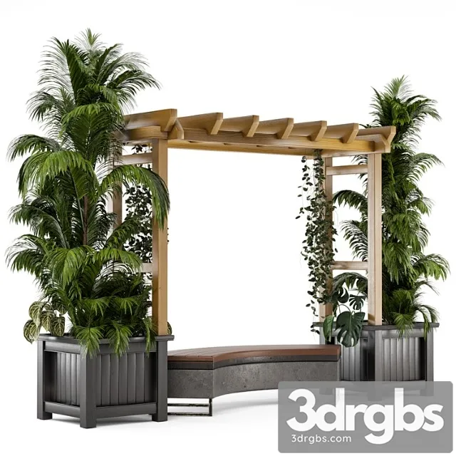 Outdoor plants on pergola - garden set 138 3D Model Free