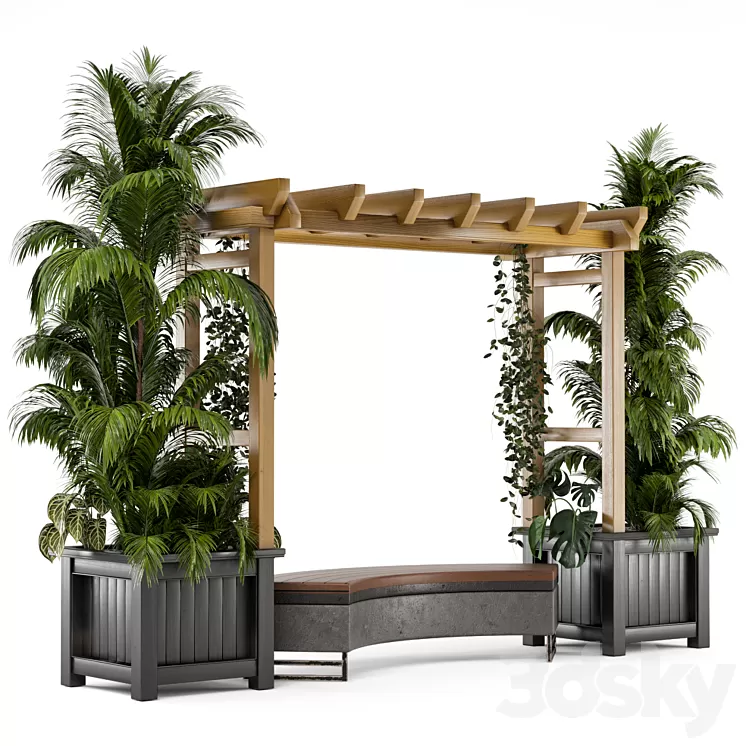 Outdoor Plants on Pergola - Garden Set 138 3D Model