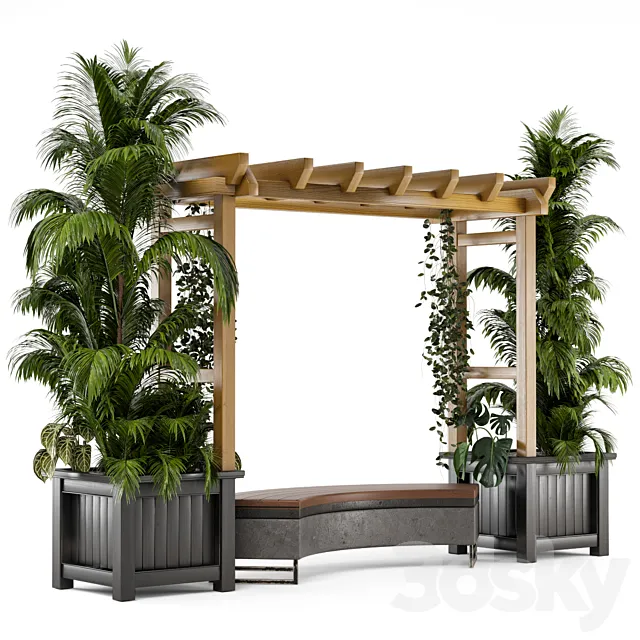 Outdoor Plants on Pergola - Garden Set 138 3DModel