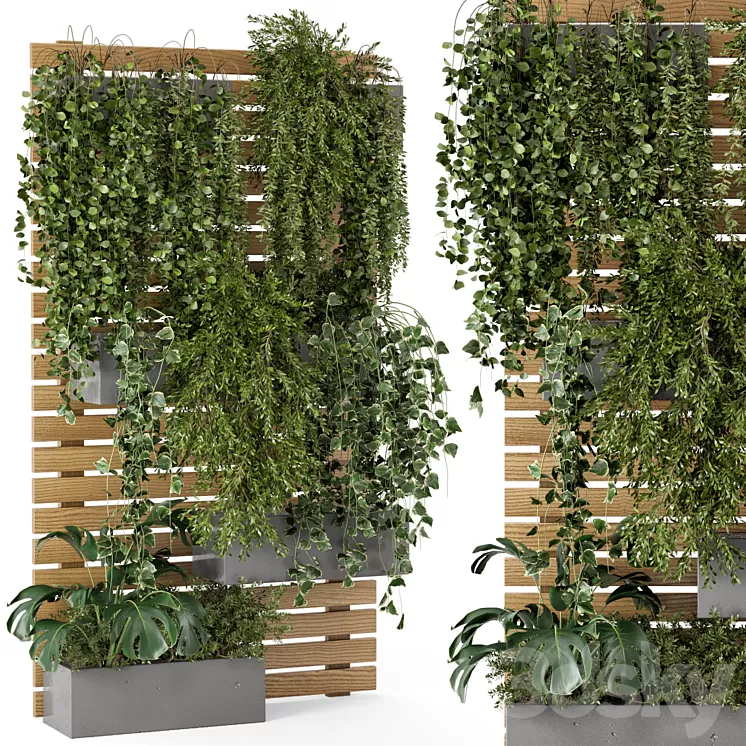 Outdoor Plants Pallet vertical planter Pots – Set 686 3D Model