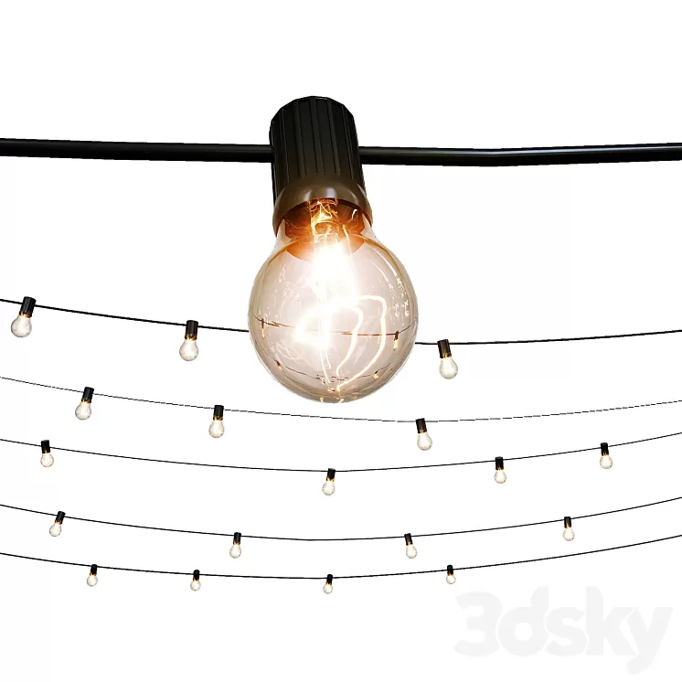 Outdoor String Lights for Patio Garden Backyard Wedding Party Christmas Lights 3D Model Free