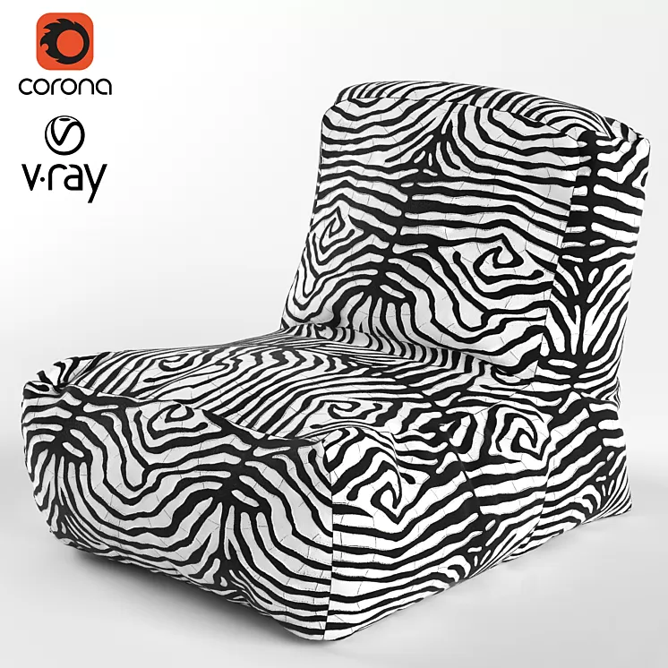 Outdoor Stripe Bean Bag Chair Lounger 3D Model