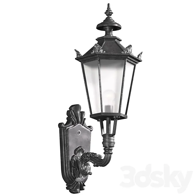 Outdoor wall streetlight. Classical Outdoor Wall Lamp Lighted Lantern Sconce 3D Model
