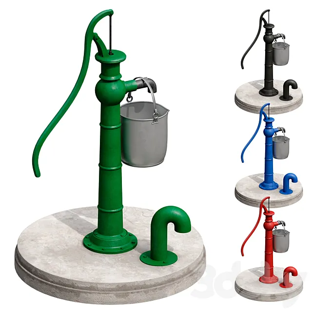 Outdoor water column with a bucket 3D Model