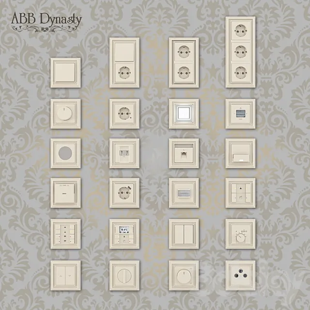 Outlets and switches Abb Dynasty. anthracite and ivory 3DModel