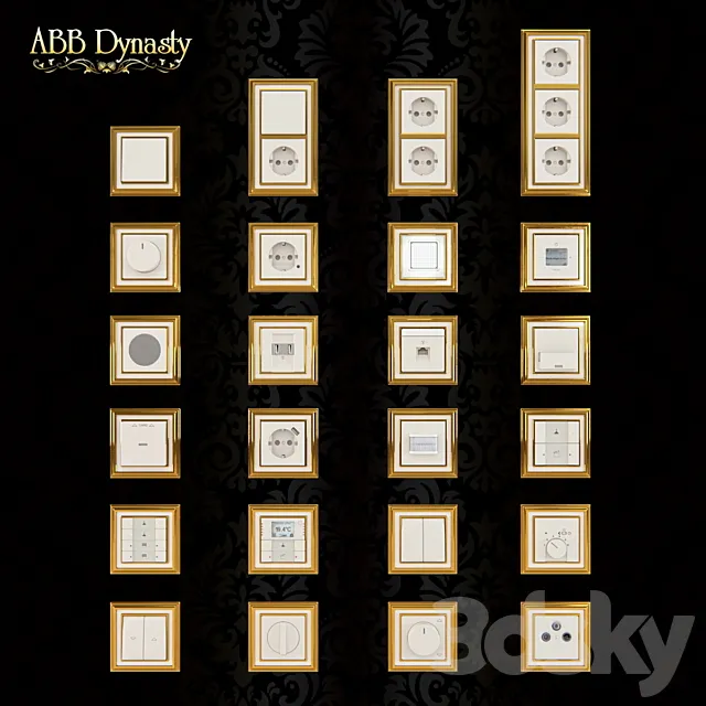 Outlets and switches Abb Dynasty. polished brass 3DModel