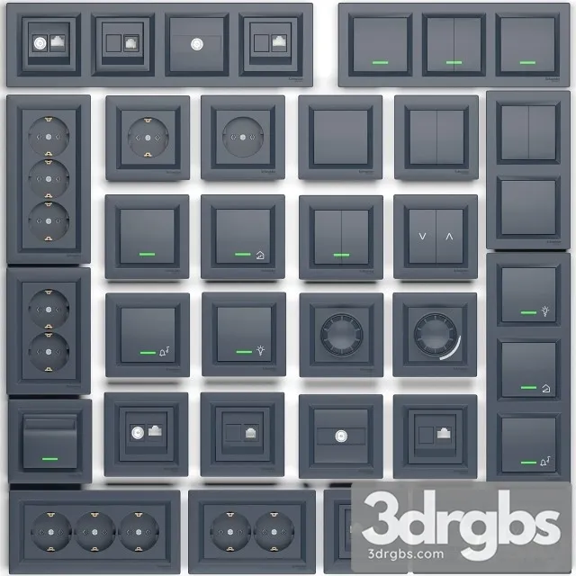 Outlets Switches Schneider Electric Asfora Series 3D Model Free