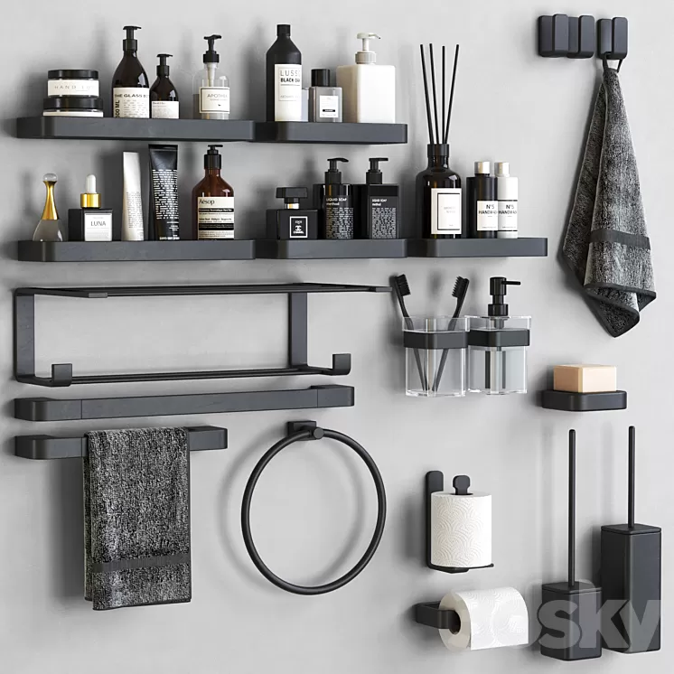 Outline bathroom accessories 3D Model
