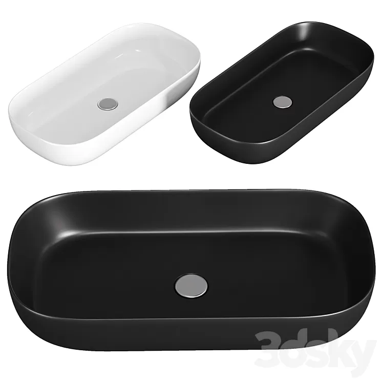 Oval Matte Black Vessel Sink in Ceramic 3D Model Free
