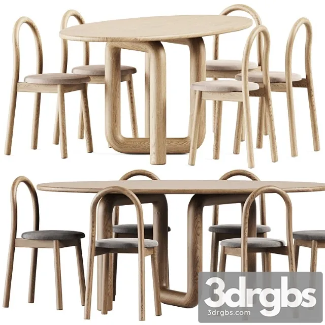 Oval Mono Table By Objects Ideas And Bobby Upholstered Chair By Designbythem 3D Model Download