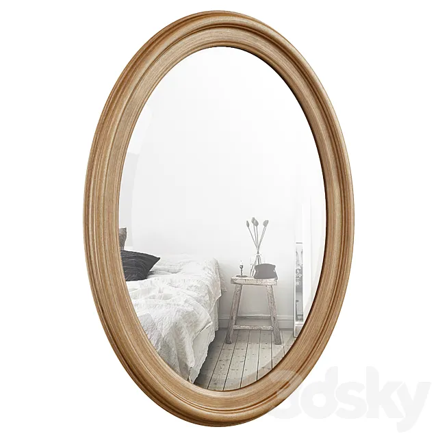 Oval Wood Wall Mirror DBHC4231 3DModel