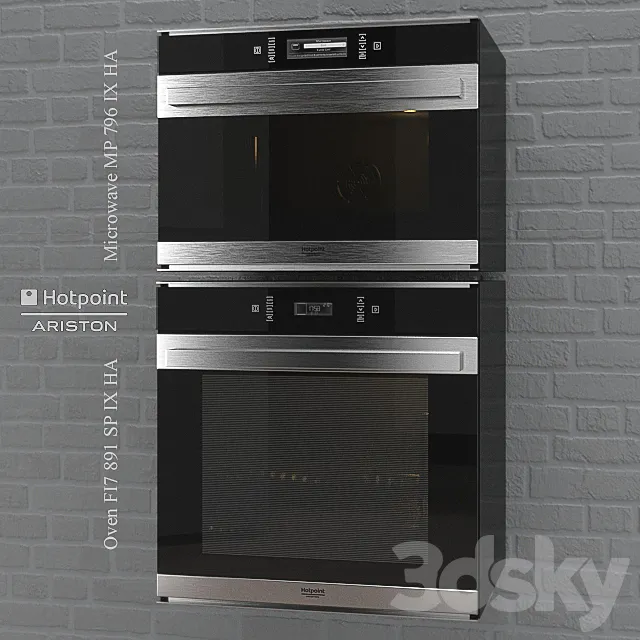 Oven FI7 891 - Microwave MP 796 by HotPoint 3DModel