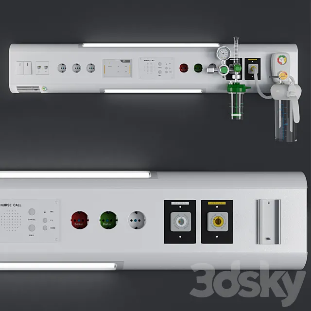 Over bed console unit - Hospital Equipment 22 3D Model