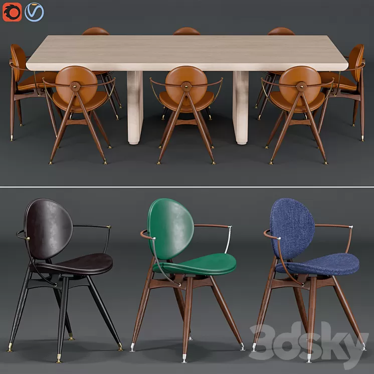 overgaard & dyrman chair and table 3D Model
