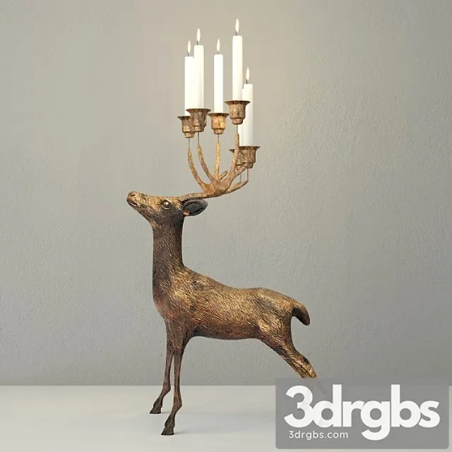 Oversize Brass Deer Candle Holder 3D Model Free