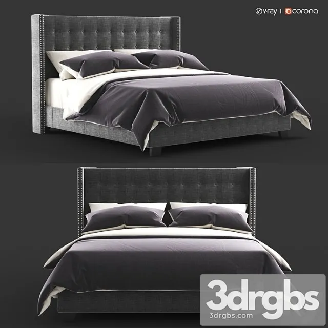 Overstock Melina Tufted Linen Wingback Bed By Inspire Q Bold 3D Model Free