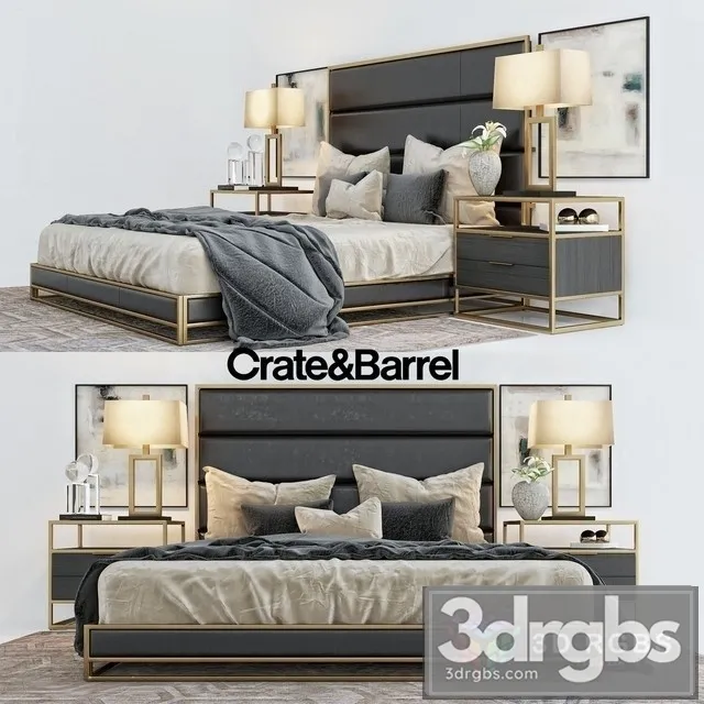 Oxford Bed Crate Barrel 3D Model Free