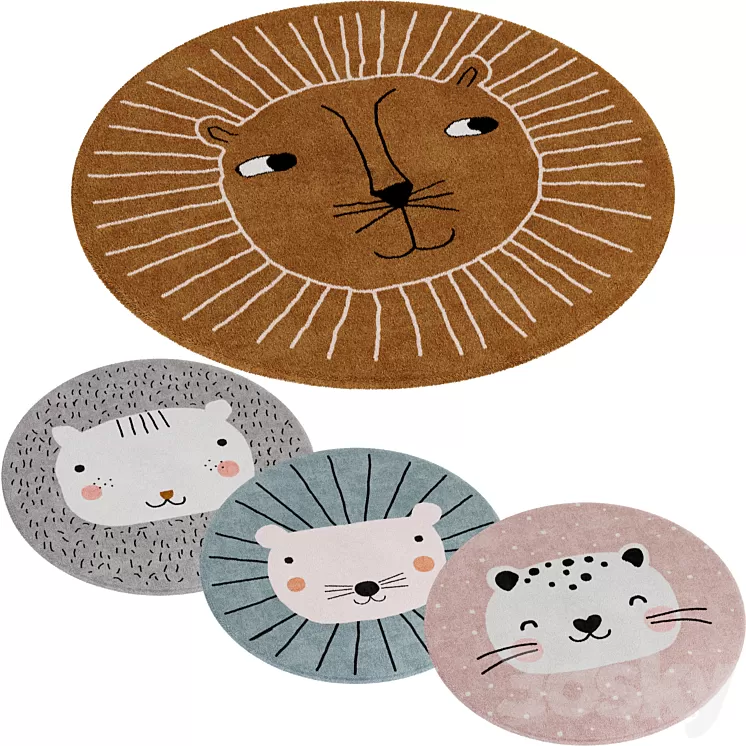 oyoy Lion rug set with three other rugs 3D Model