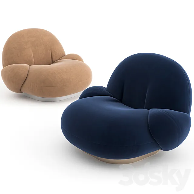 Pacha Lounge Chair with armrest by GUBI 3D Model