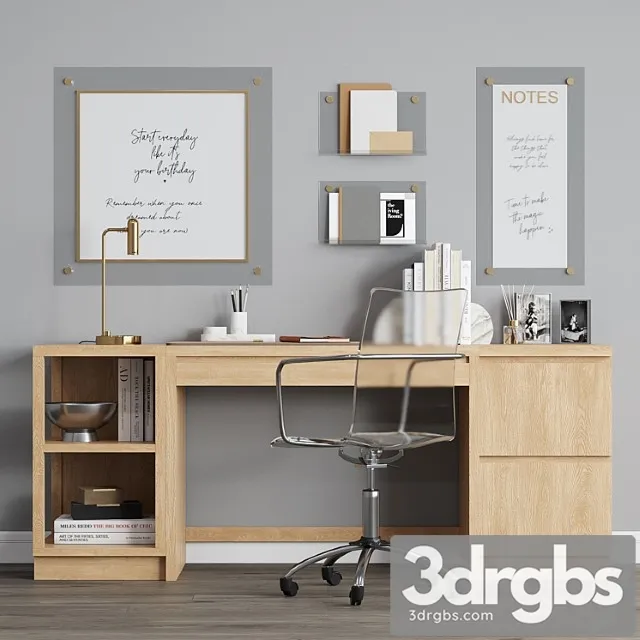 Paciffic Pottery Barn Office Workplace 3D Model Free