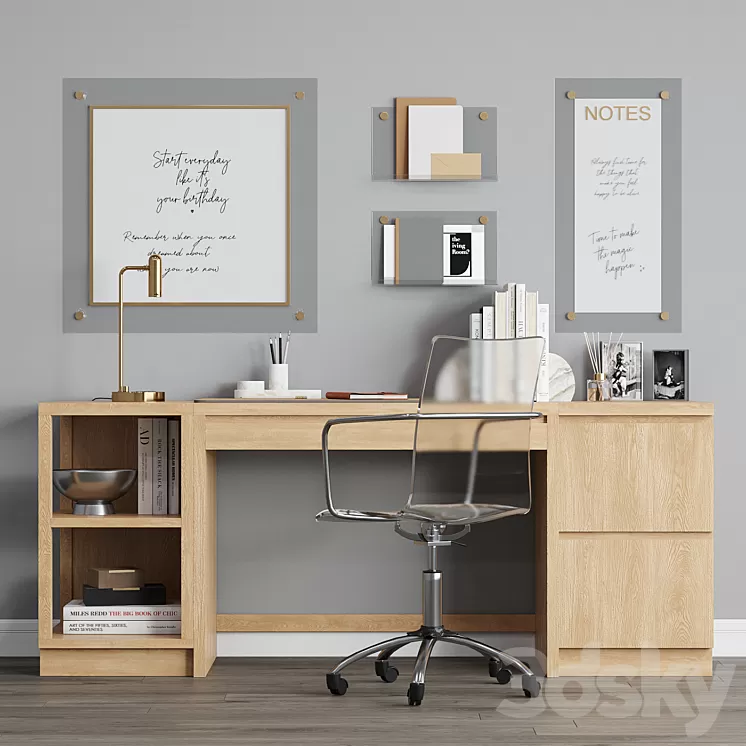 Paciffic Pottery Barn Office workplace 3D Model