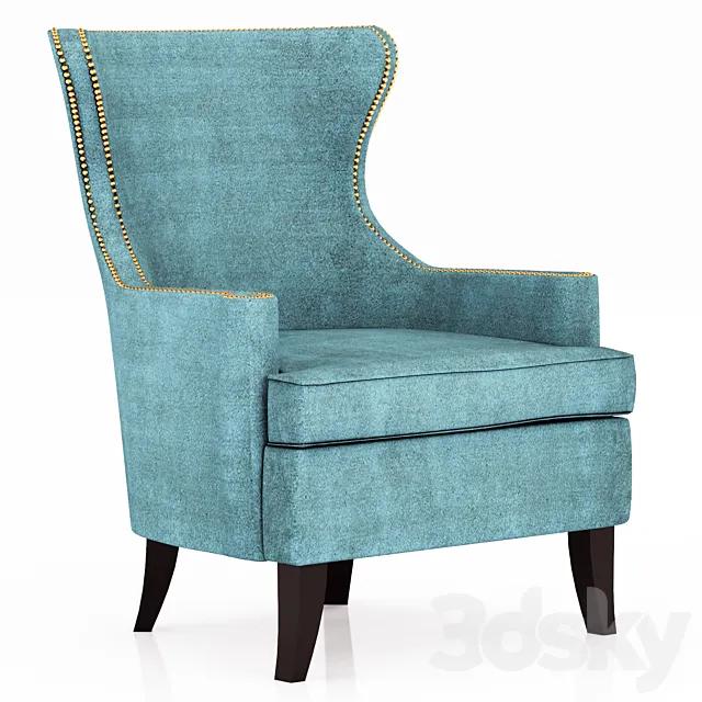 Pacific Blue Elliott Wingback Chair 3D Model