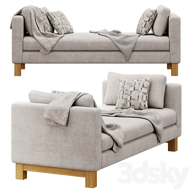 Pacific Daybed with Wood Legs by Crate & barrel 3D Model