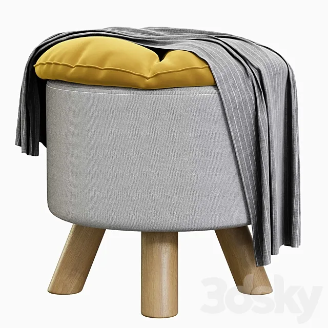 Padded seat pouf 3DModel