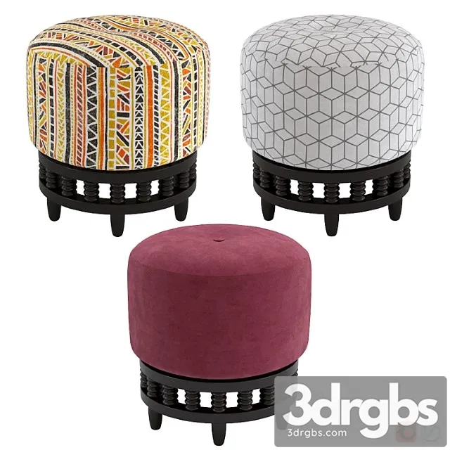 Padded stool jacarta unterzo 2 3D Model Free