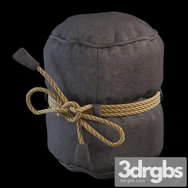 Padded Stool Knecht Graphite 3D Model Free