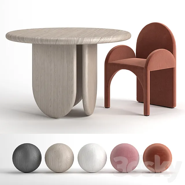 Paddle Table and Cuff arc armchair 3DModel