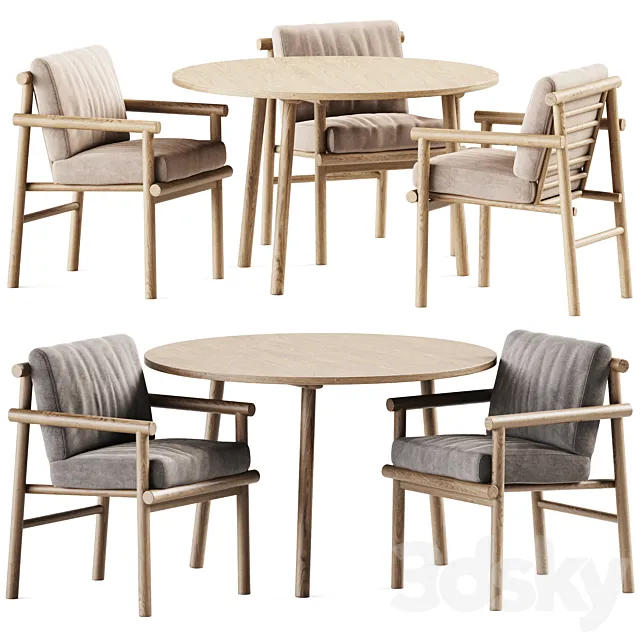 Paddle Table by Cruso and Ayana Chair by B&B Italia _ Garden furniture 3D Model