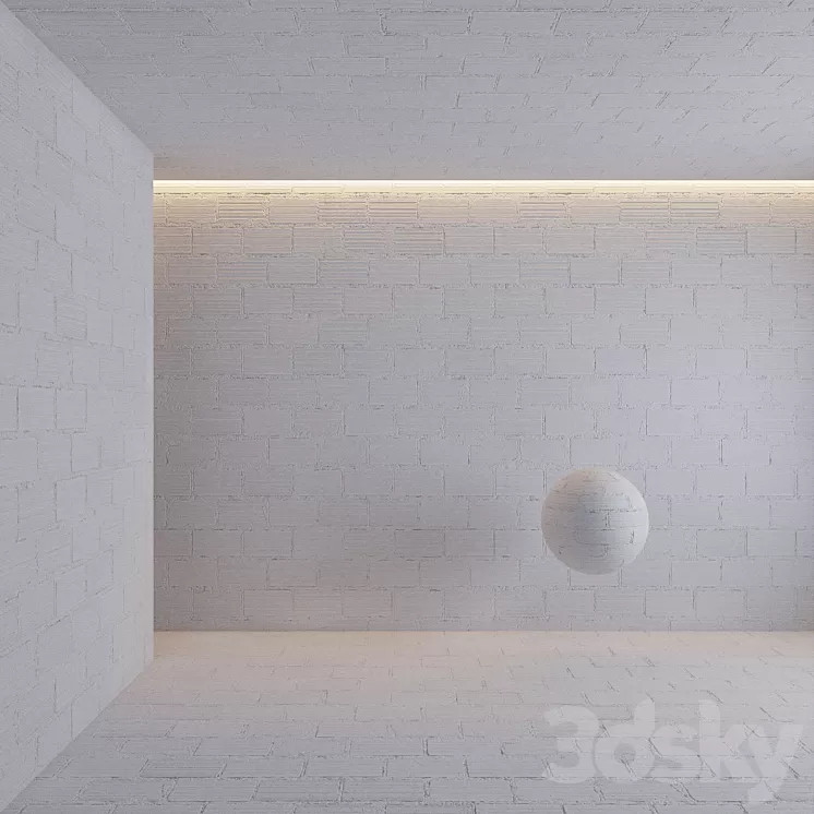 Painted Cinderblocks brick wall 3D Model