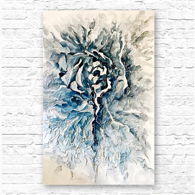 Painting Abstraction of white and blue 3D Model