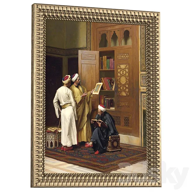 Painting in oriental easterly style.Arabian Frame Picture east gold 3D Model