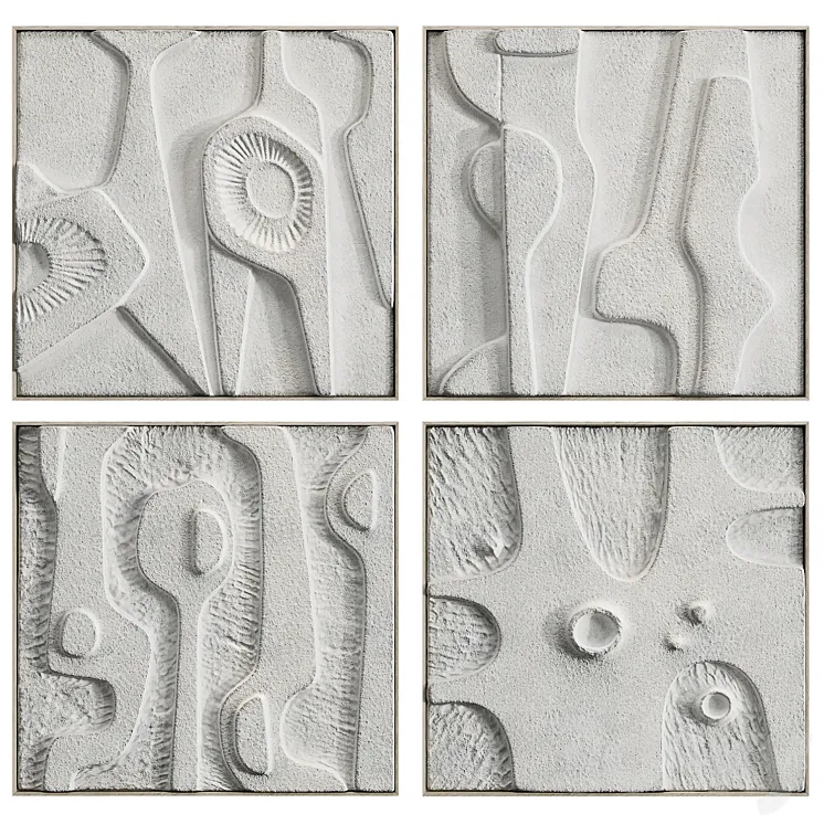 Paintings made of stone 3D Model Free