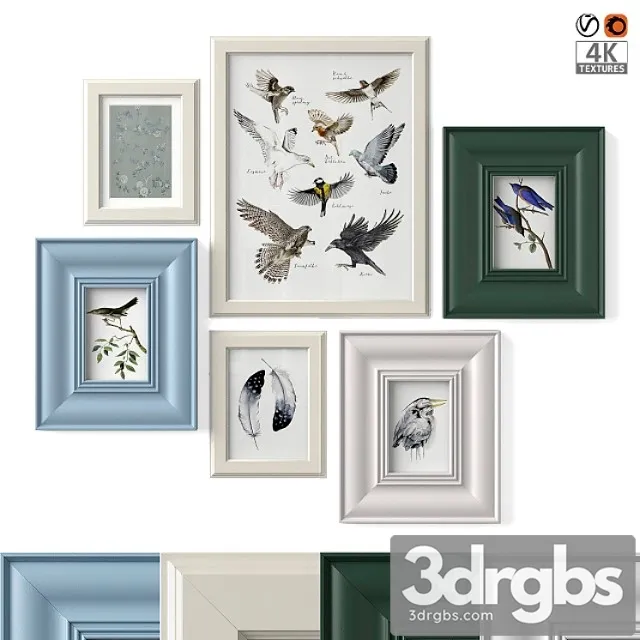Paintings With Birds 3D Model Free
