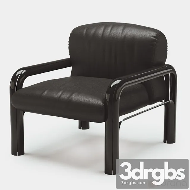 Pair gae aulenti black leather armchair for knoll international