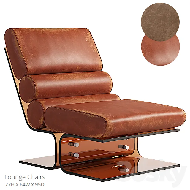 Pair of Space Age Lounge Chairs in Lucite and Leather. 1960s 3DModel