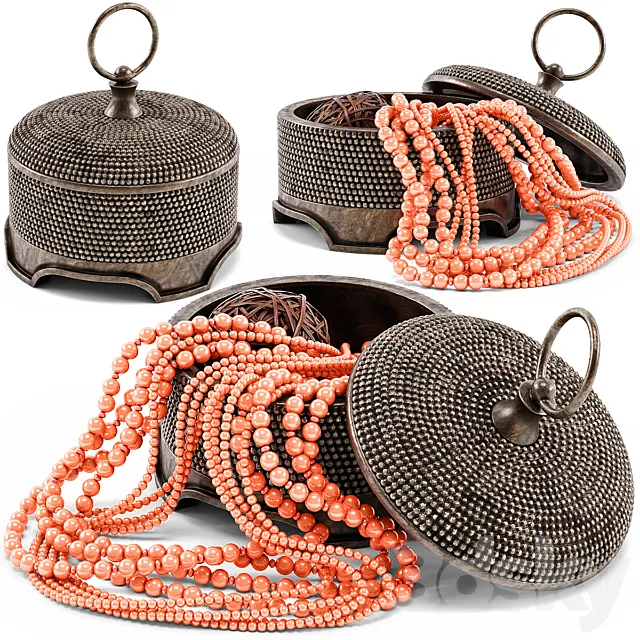 Paisley Bazaar Burnished Beaded Round Box 3DModel